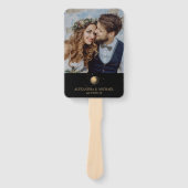 Mystiek Zwart Goud Celestial Galaxy Bruiloft Handwaaier (Voorkant)