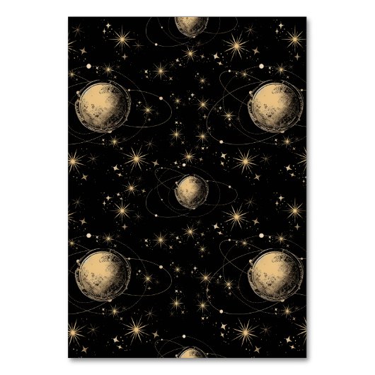 Mystiek Zwart Goud Celestial Galaxy Bruiloft Kaart (Achterkant)