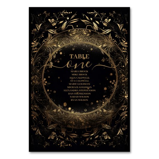 Mystiek Zwart Goud Hemelse Bruiloft Kaart (Voorkant)