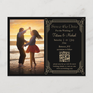 Mystiek Zwart Gouden QR Code Foto Opslaan van de d Aankondigingskaart