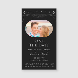 Mystiek Zwart Zilver Zon Maan Star Save The Date