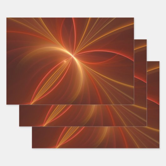 Mystieke Abstracte Fractal Art Moderne Warme Kleur Inpakpapier Vel (Set)