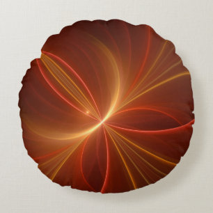Mystieke Abstracte Fractale Kunst Moderne Warme Kl Rond Kussen