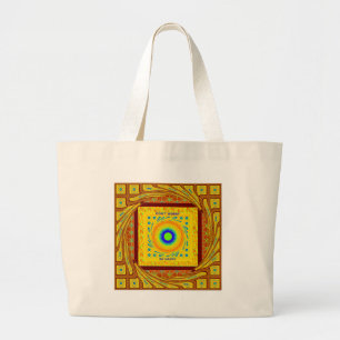 Mystieke Afrikaanse Oogmuur Kunst: Een Cyaan Gaze Grote Tote Bag