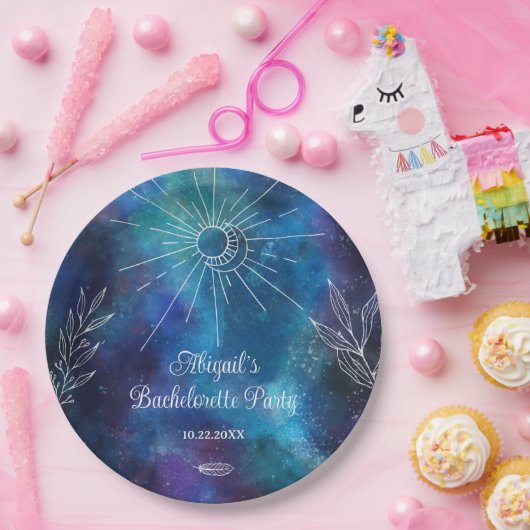 Mystieke Aquarel Bachelorette Feestje Papieren Bordje (Feest)