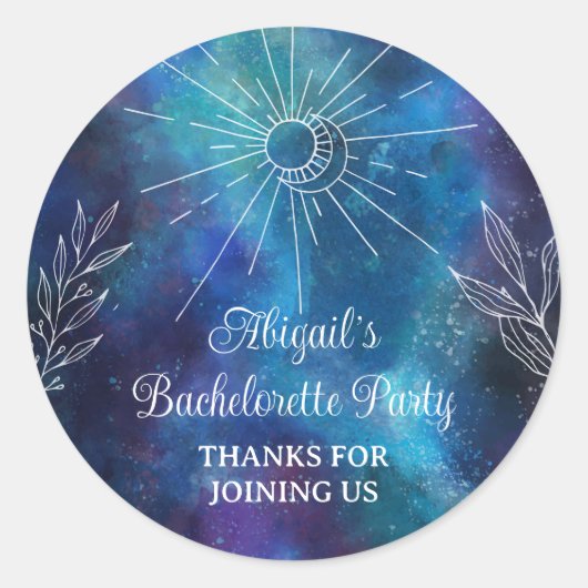 Mystieke Aquarel Juffrouwenfeest Ronde Sticker (Voorkant)