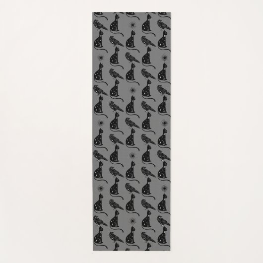 Mystieke Astrologie Black Cat Raven Stars Yogamat (Voorkant)