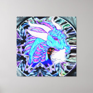 Mystieke Blauwe Draak met Hoorns Canvas Afdruk