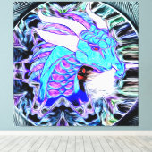 Mystieke Blauwe Draak met Hoorns Canvas Afdruk (Insitu (Houten vloer))