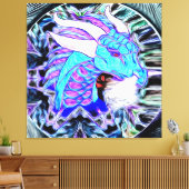 Mystieke Blauwe Draak met Hoorns Canvas Afdruk (Insitu (Woonkamer))