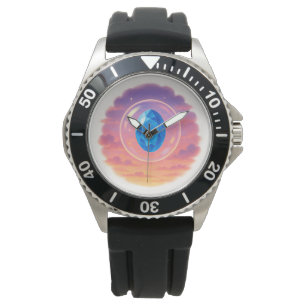 Mystieke Blauwe Edelsteen Zonsondergang – Spiritue Horloge
