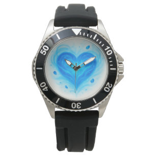 Mystieke Blauwe Hart Edelsteen Wandklok – Stralend Horloge