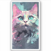 Mystieke Blauwe Ogen Kitten | Schattigee kat Sticker (Voorkant)