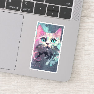 Mystieke Blauwe Ogen Kitten   Schattigee kat Sticker