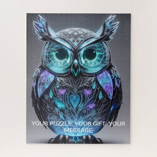 Mystieke Blauwe Uil van Licht Legpuzzel (Verticaal)