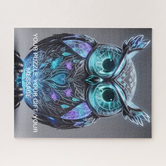 Mystieke Blauwe Uil van Licht Legpuzzel (Horizontaal)
