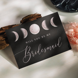 Mystieke Blush Maan Zwarte Bruidsmeisje Uitnodig Briefkaart