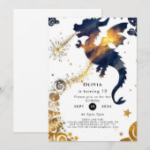 Mystieke Boho Dragon Verjaardag Kaart (Voorkant / Achterkant)