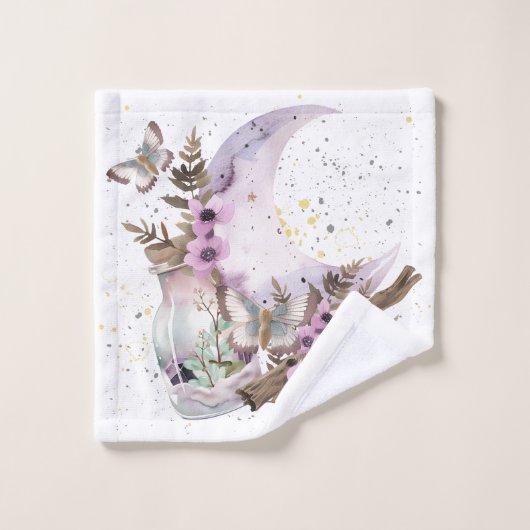 Mystieke Boho Lavendel Anemoon Moon & Potions Bad Handdoek (Wasdoekje)