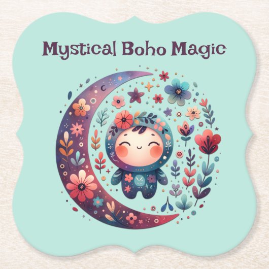 Mystieke Boho Magic Maroon | Kartonnen Onderzetters (Voorkant)