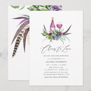 Mystieke Boho Succulente Bruidsdouche Wijnproeveri Kaart
