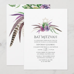 Mystieke Boho vetplanten Bat Mitzvah Kaart