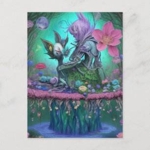 Mystieke Bos Creatures - Surrealist Meisje Briefkaart