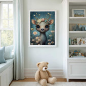 Mystieke bos herten wanddecor | Bloemrijke kinderk Poster