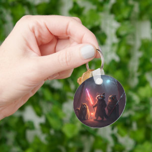Mystieke Bos Strijd Dieren Kunst Sleutelhanger