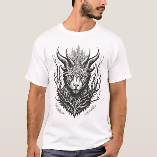 Mystieke Bossen: Black and White Fantasy T-shirt (Voorkant)