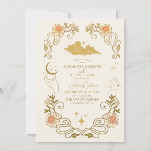 mystieke botanische bruiloft kaart (Voorkant)