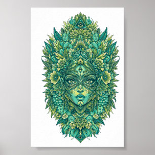 Mystieke Botanische Godin Psychedelische Heilige G Poster