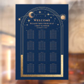 Mystieke Chique Blauw Goud Zon Maan Sterren Bruilo Raamsticker (Vel 2)