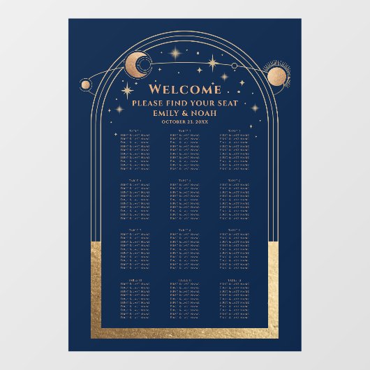 Mystieke Chique Blauw Goud Zon Maan Sterren Bruilo Raamsticker (Vel)