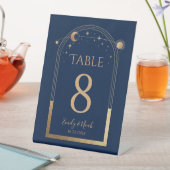 Mystieke Chique Blauw Goud Zon Maan Sterren Bruilo Reclamebord Met Voetstuk (Insitu)