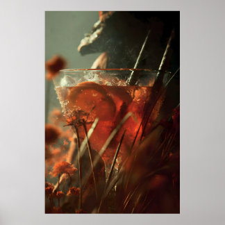 Mystieke Citrus Cocktail – Donkere Botanische Kuns Poster