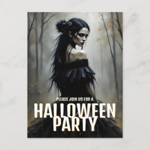 Mystieke Dame in Donker Halloweenbos - Uitnodiging