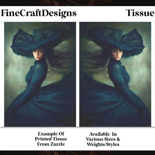 Mystieke dame in Midnight Blue DU2B Decoupage Tissuepapier