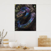 Mystieke Dark Rainbow Iridescent Viper Coiled Post Poster (Keuken)