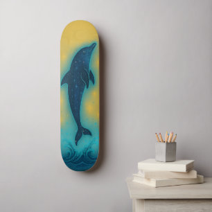 Mystieke Dolfijn Retro Kleuren Muurkunst Skateboar Skateboard