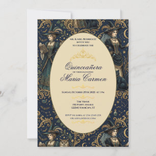 Mystieke donkere academische Quinceanera-tiarakroo Kaart