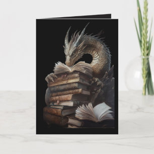 Mystieke Draak Leest Oude Boeken Gotische Fanta Kaart