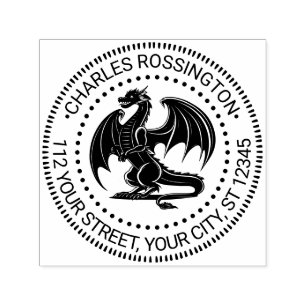 Mystieke Draak Silhouet #10 Naam Retouradres Zelfinktende Stempel