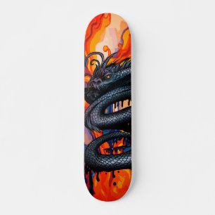 Mystieke Draak Vuur Kunst Illustratie Skateboard