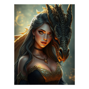 Mystieke Dragon Fantasy Art Perfect Poster