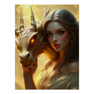 Mystieke Dragon Fantasy Art Perfect Poster