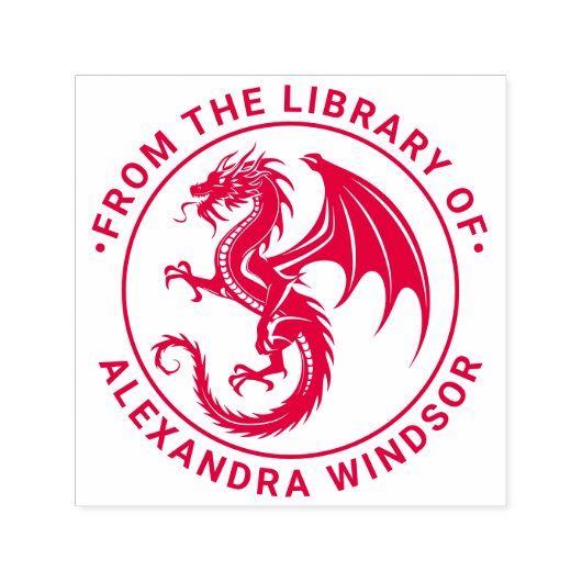 Mystieke Dragon Silhouette #6 Bibliotheek Boeknaam Zelfinktende Stempel (Design)