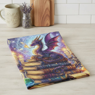Mystieke Draken Tovenaar Boeken Theedoek