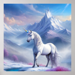 Mystieke Eenhoorn in een Magisch Fantasy Rijk Poster