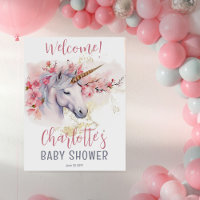 Mystieke Eenhoorn | Roze Bloemen Meisje Baby showe